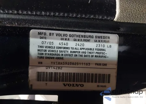 2006 Volvo S60 2.5T из США, поврежденный, VIN YV1RH592562511163